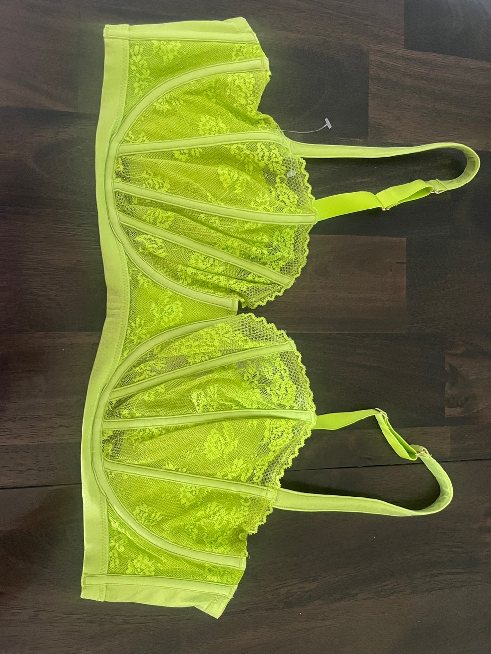 Savage X Neon Green Shimmery Lace Underwire Bralette 44DD 44E 44 DD 44 E NWOT